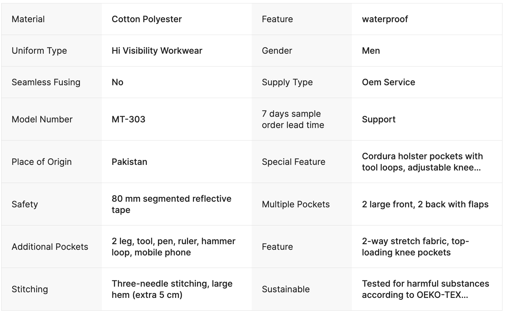 High Visibility Work Trousers