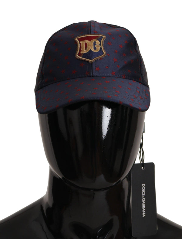 Dolce & Gabbana Blue Red Stars Logo Baseball Men Capello Hat - Terziastyle