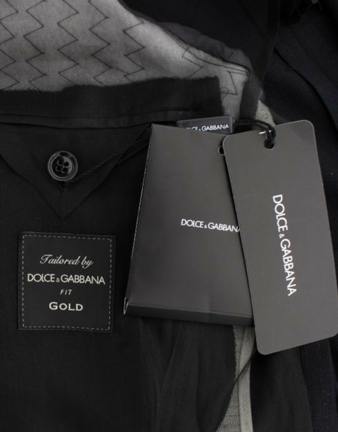Dolce & Gabbana Blue wool GOLD slim fit blazer
