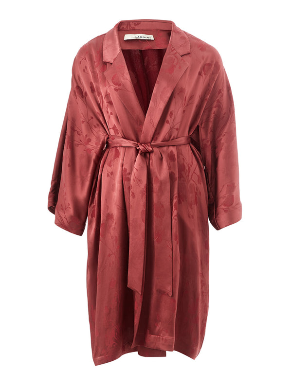 Lardini Red Allover printed robe Trench coat