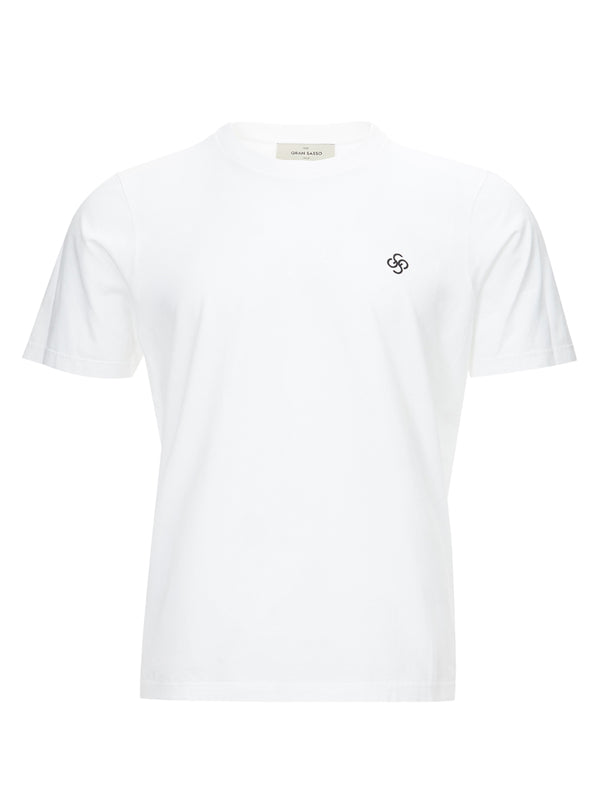 Gran Sasso White Cotton T-shirt with Logo