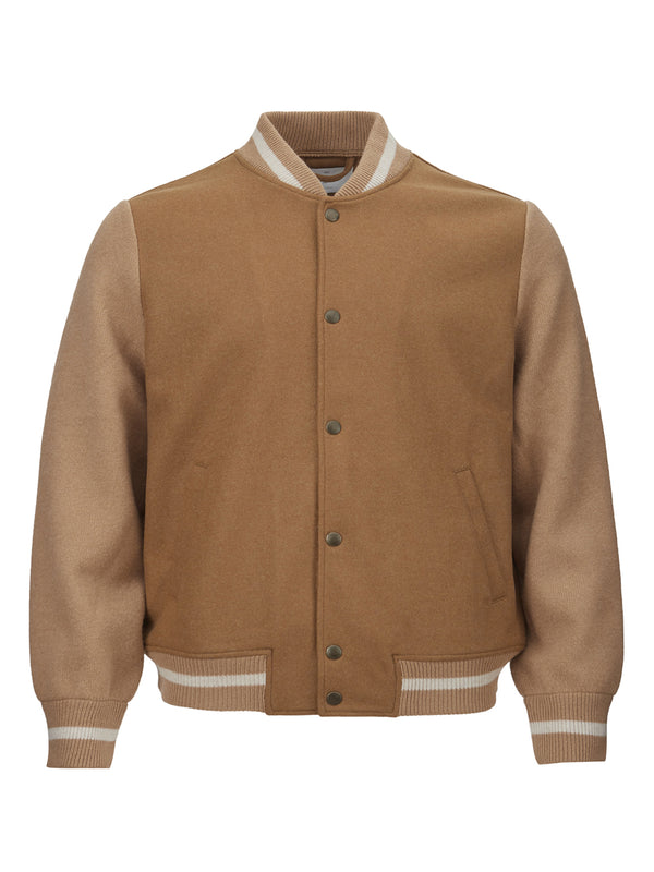 Gran Sasso Wool Beige College Style Bomber Jacket