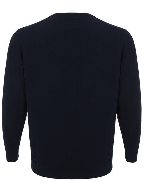 Colombo Blue Round Neck Sweater in Kid Wool