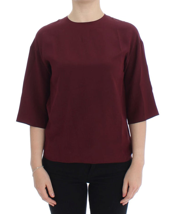 Dolce & Gabbana Red 3/4 sleeve silk blouse
