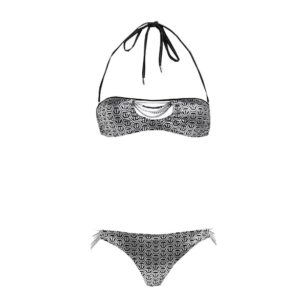 Philipp Plein Bandeau Bikini in Grey with Lurex Effect