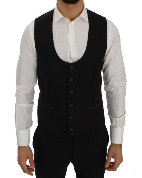 Dolce & Gabbana Black Wool Stretch Slim Blazer Jacket
