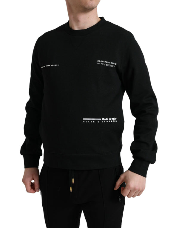 Dolce & Gabbana Black Cotton Blend Logo Pullover Sweater