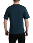 Dolce & Gabbana Blue Cotton Logo Patch Round Neck T-shirt