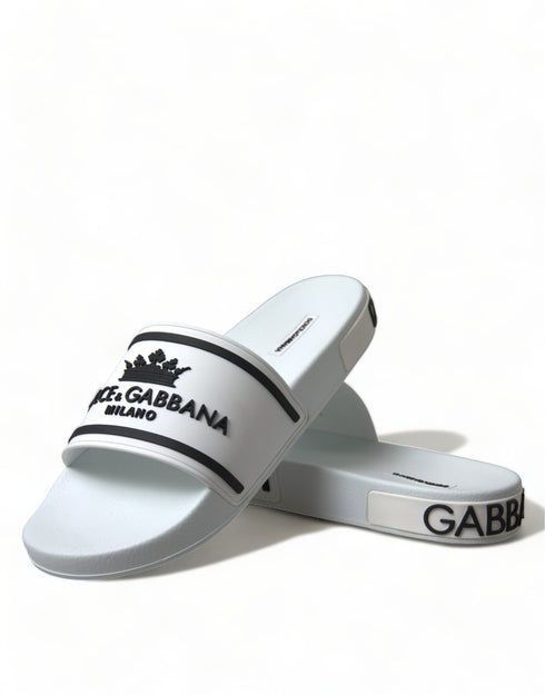 Dolce & Gabbana White Rubber Sandals Slippers Beachwear Men Shoes