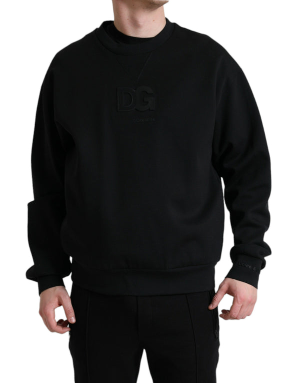 Dolce & Gabbana Black Logo Patch Crew Neck Pullover Sweater
