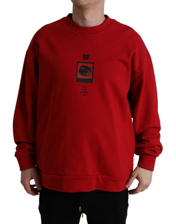 Dolce & Gabbana Red Logo Print Crew Neck Pullover Sweater
