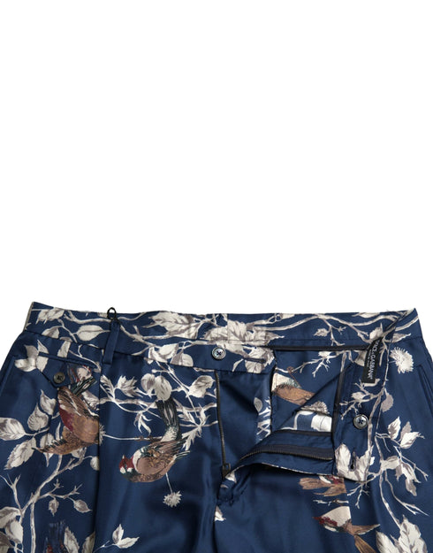 Dolce & Gabbana Blue Floral Print Silk Men Bermuda Shorts