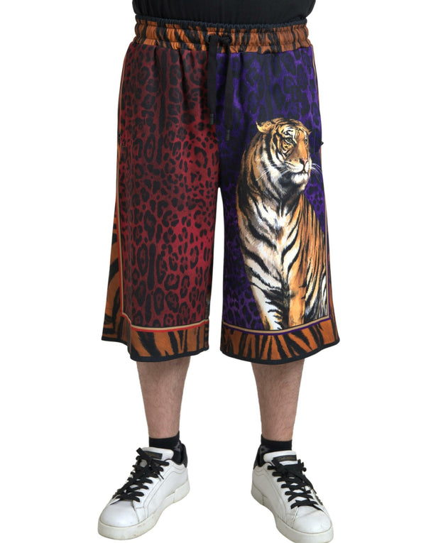 Dolce & Gabbana Multicolor Tiger Print Men Bermuda Shorts