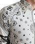 Dolce & Gabbana White Bandana Print Cotton Dress Slim Shirt