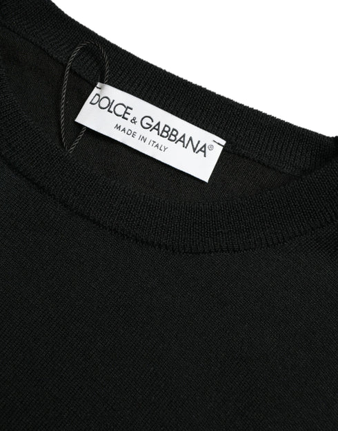 Dolce & Gabbana Black Wool Round Neck Pullover Sweater