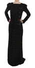 John Richmond Black Silk Full Length Sequined Gown Dress