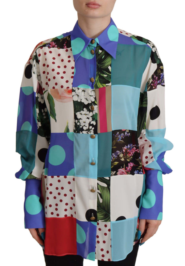 Dolce & Gabbana Multicolor Floral Silk Top Shirt Blouse