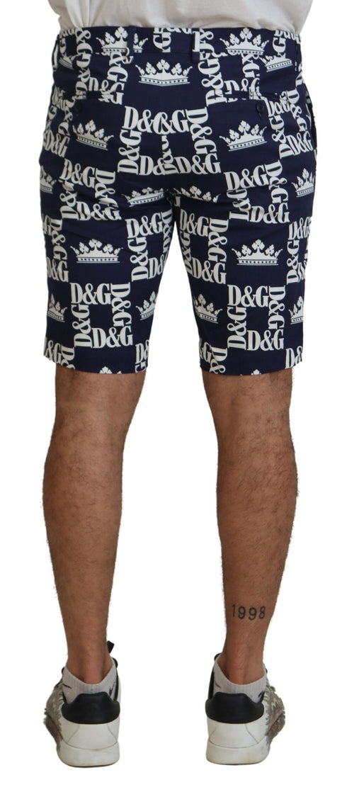 Dolce & Gabbana Blue Logo Print Cotton Chinos Shorts