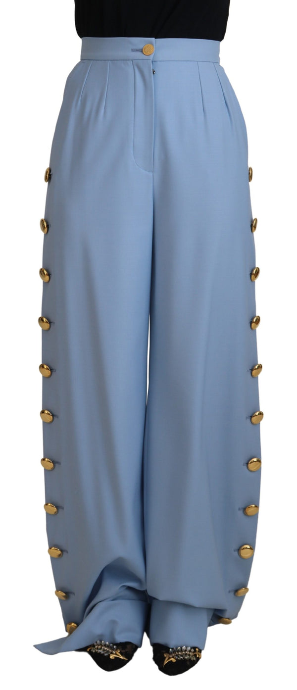 Dolce & Gabbana Light Blue Button Wide Leg Pants