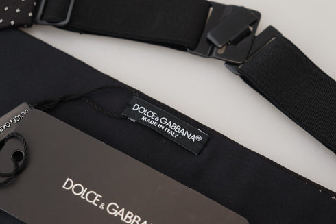 Dolce & Gabbana Black Polka Dot Wide Waist Men Belt Cummerband