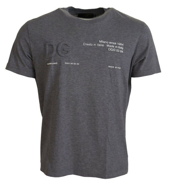 Dolce & Gabbana Gray Logo Cotton Top Exclusive T-shirt