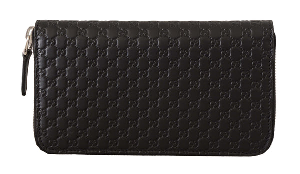 Gucci Microguccissima Black Leather Zipper Wallet