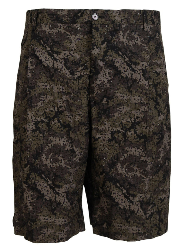 Dolce & Gabbana Black Green Military Patterned Cargo Shorts