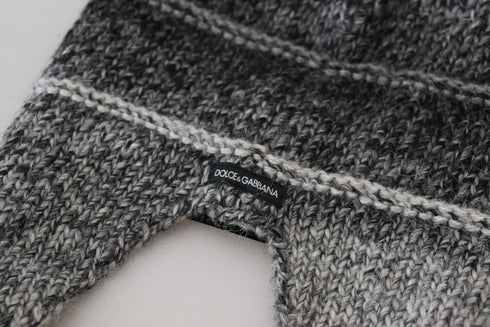 Dolce & Gabbana Gray Warm Fleece Ear Flaps Knit Beanie Hat