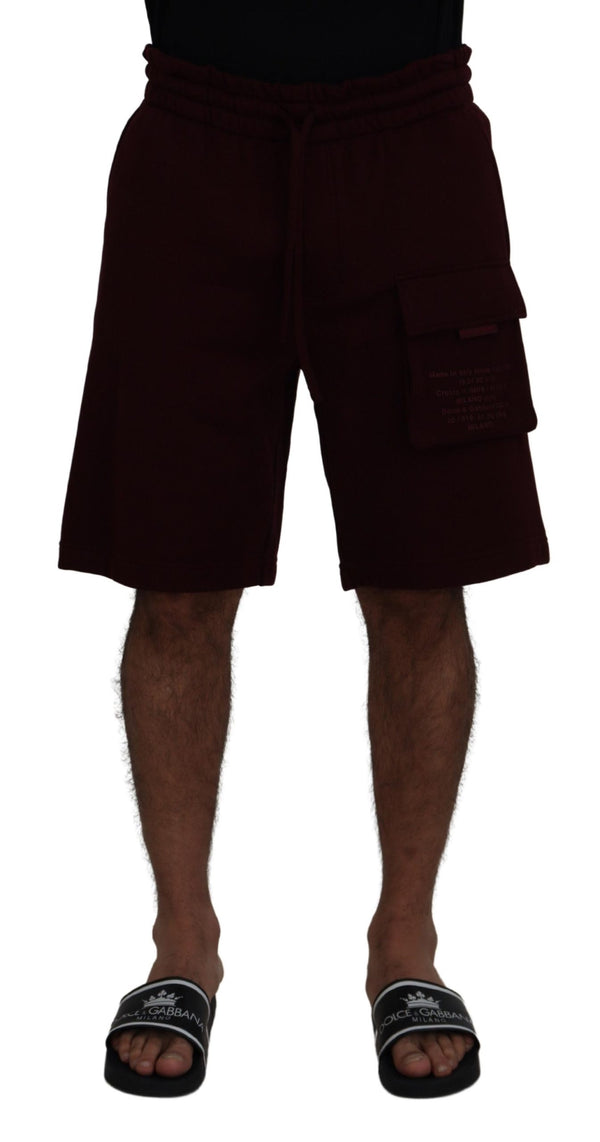 Dolce & Gabbana Maroon Bermuda Cargo Men Shorts
