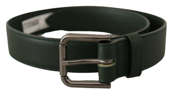 Dolce & Gabbana Army Green Leather Logo Metal Waist Buckle Belt