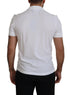 Dolce & Gabbana White Cotton Logo Patch Collared T-shirt