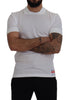 Dolce & Gabbana White Cotton Logo Patch Collared T-shirt