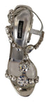 Dolce & Gabbana Silver Crystals Strap Buckle High Heel Sandals