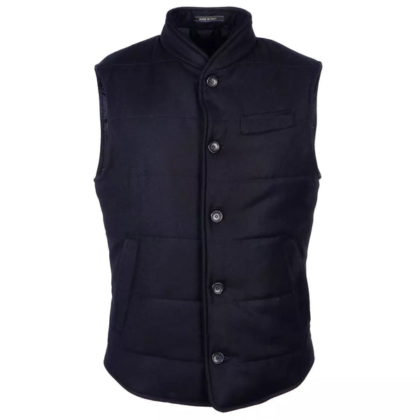 Made in Italy Black Wool Vest