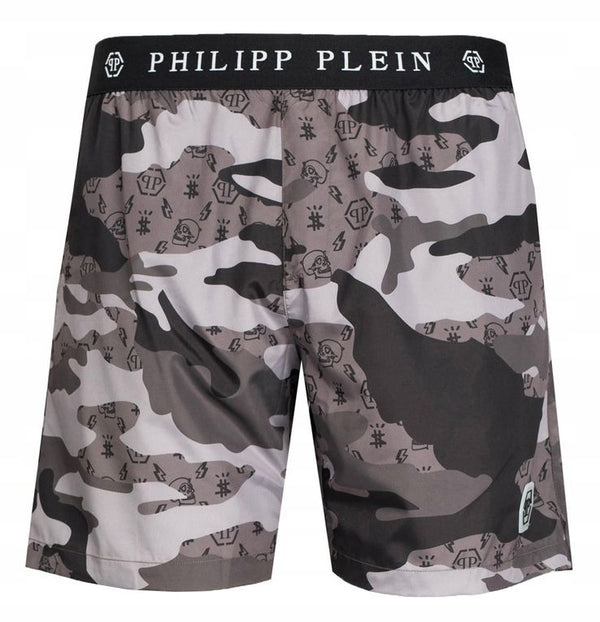 Philipp Plein Gray Polyester Swimwear