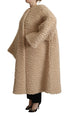 Dolce & Gabbana Beige Cashmere Wool Faux Fur Coat Jacket