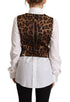 Dolce & Gabbana Black Stripes Wool V-neck Sleeveless Button Vest Top
