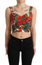 Dolce & Gabbana Red Geranium Print Viscose Sweetheart Cropped Top